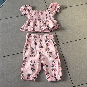 Disney Pink Minnie Mouse Smocked Two-Piece Set
